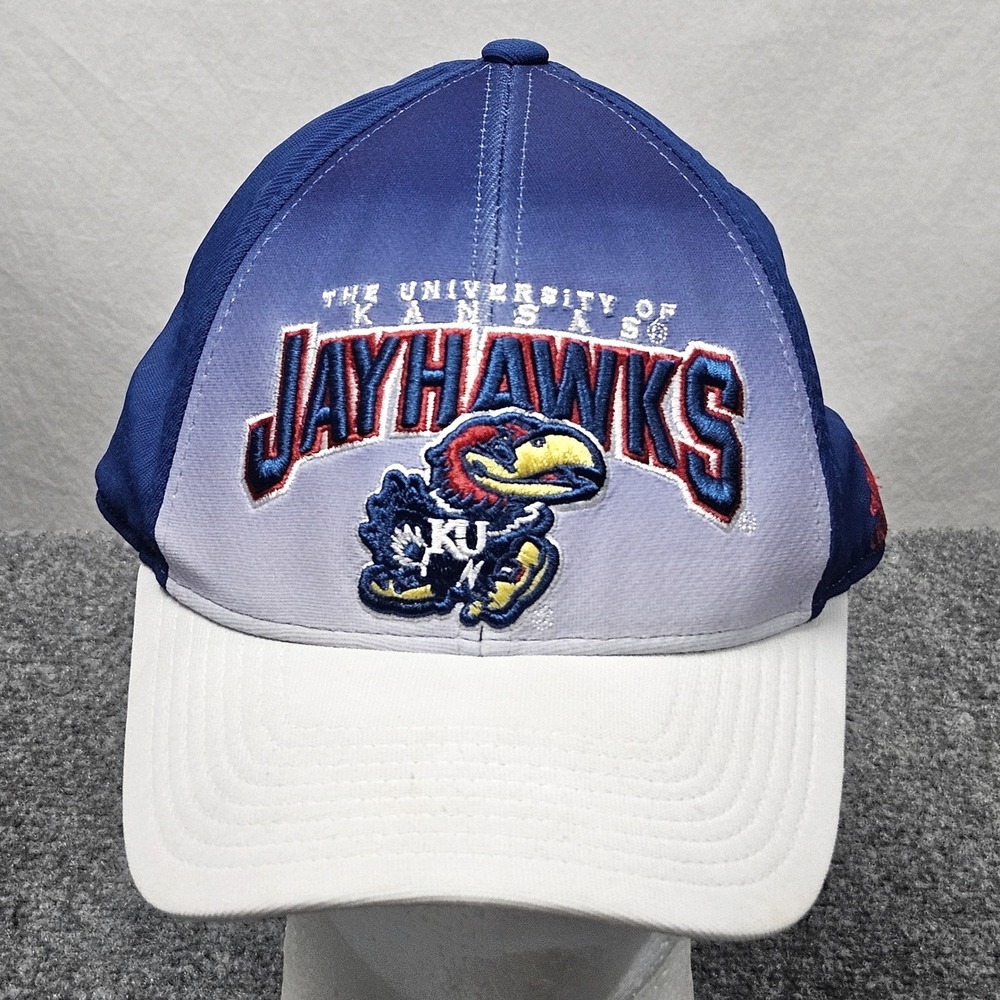 Kansas Jayhawks Hat Adidas Mens L XL Blue White NCAA Gear Cap Fanwear Lawrence